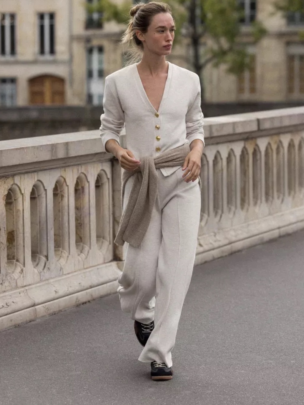 ZARA knit long sleeve cardigan and stretch waist pants